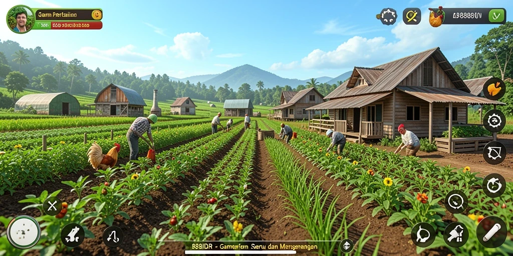 Tampilan gameplay <strong>888IDR</strong> dengan suasana pertanian yang ceria.