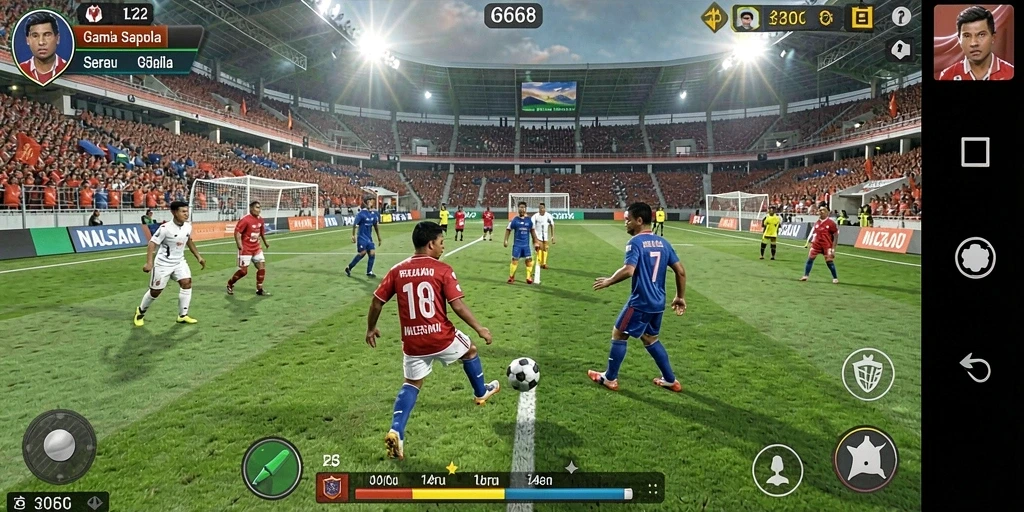 Tampilan gameplay G668 yang menegangkan di lapangan sepak bola.
