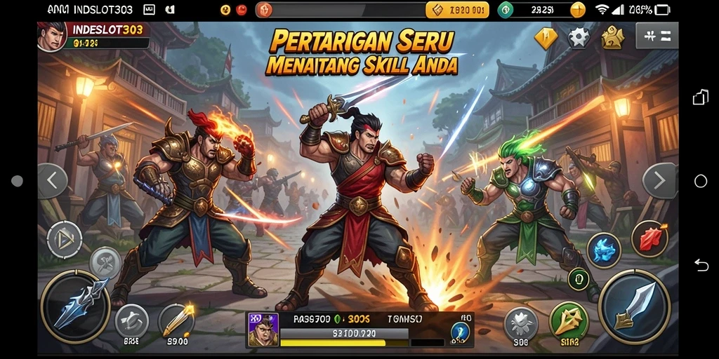 Screenshot gameplay INDESLOT303 menampilkan pertarungan dinamis yang mendebarkan.