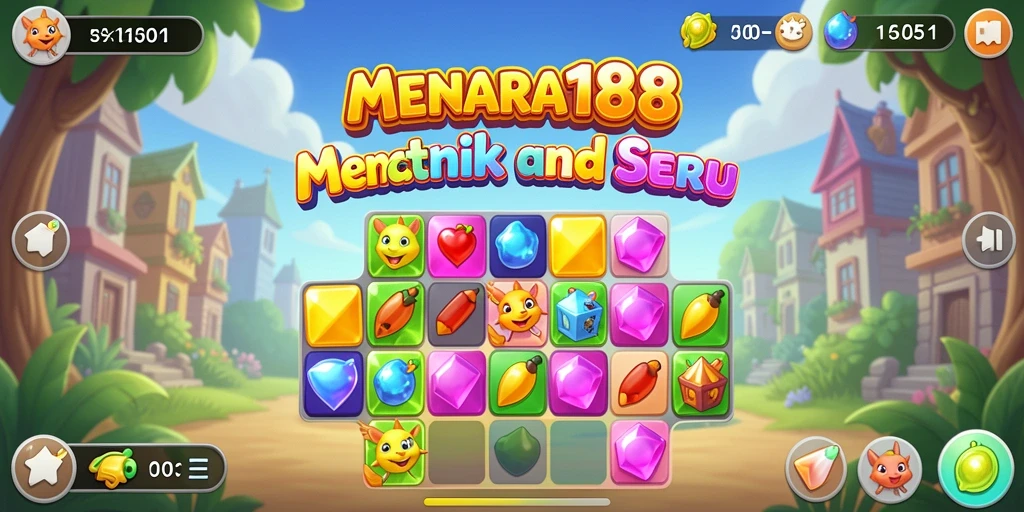 Tampilan gameplay seru dari MENARA188 dalam menyelesaikan tantangan Match-3.