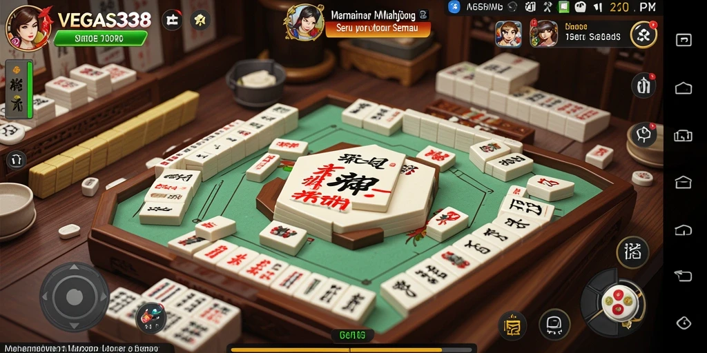 Tampilan gameplay seru dari VEGAS338 dengan ubin Mahjong yang berwarna-warni.