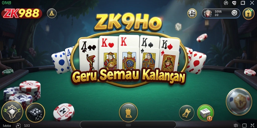 Screenshot utama ZK988 menampilkan gameplay Domino yang seru.